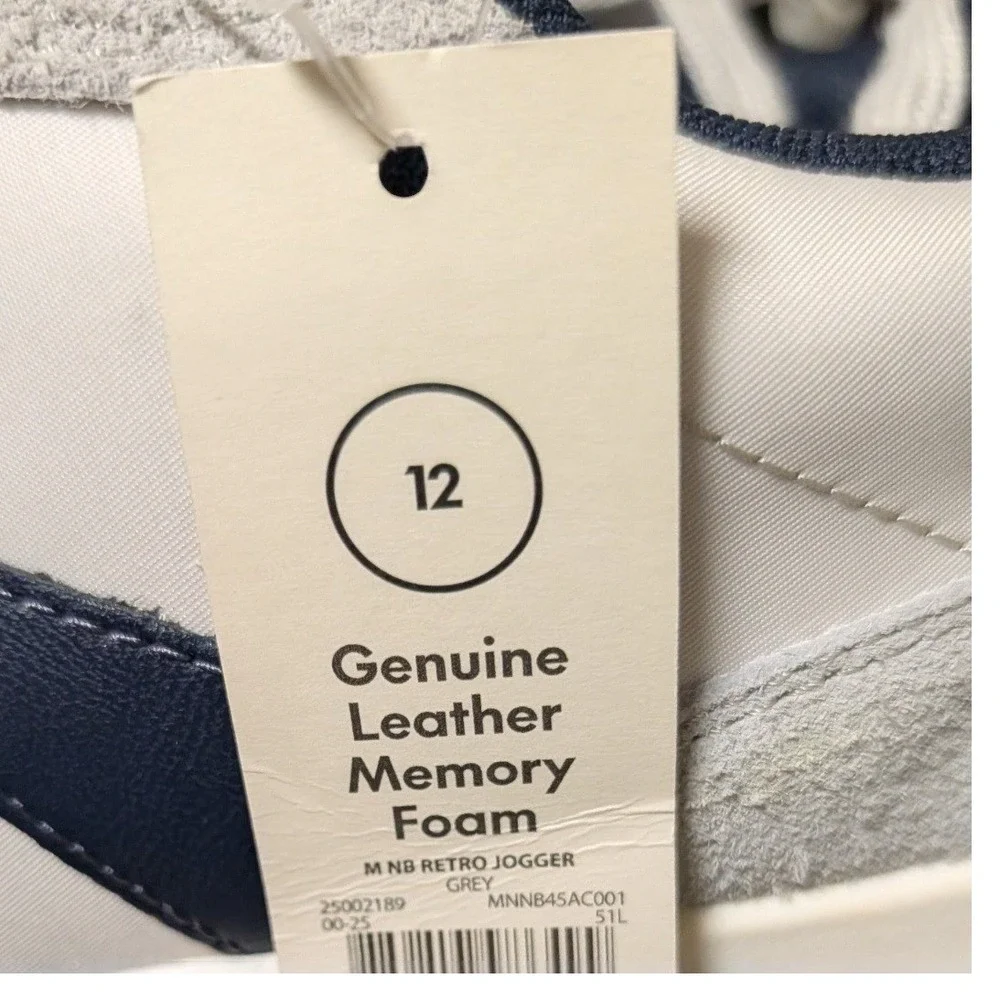 No Boundaries Retro Jogger Sneakers Men's 12 Gray Navy Genuine Leather NWT